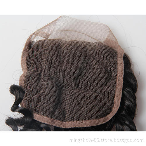 Double drawn deep curly bundles, malaysian deep curly human hair weave with closure